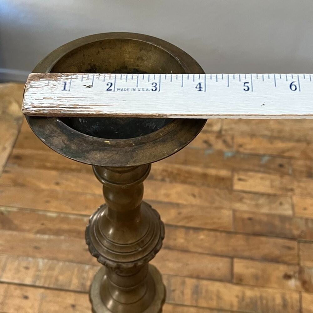 Antique Brass Ornate Candle Holder 23" Tall Baroque Style - Picture 10 of 12